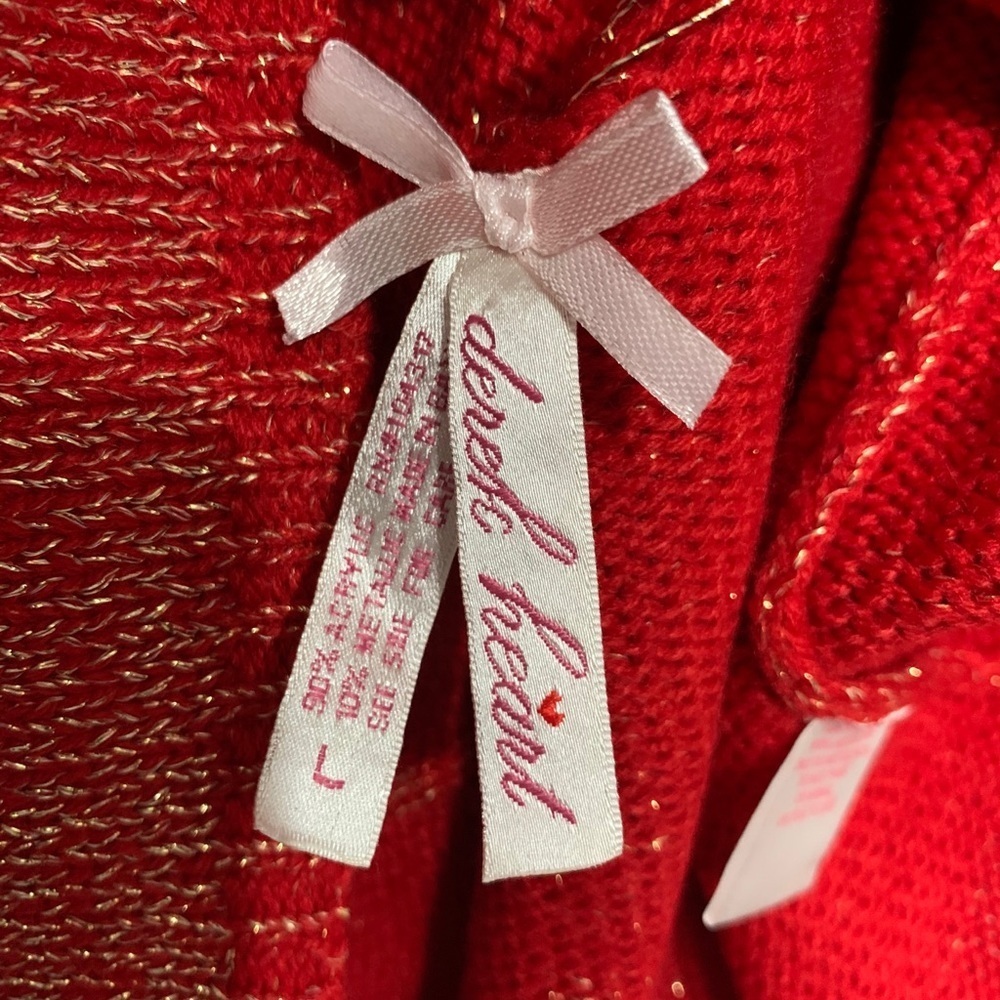 NWT Red Derek Heart Sweater With Gold Accent Women's Size L - Picture 4 of 5